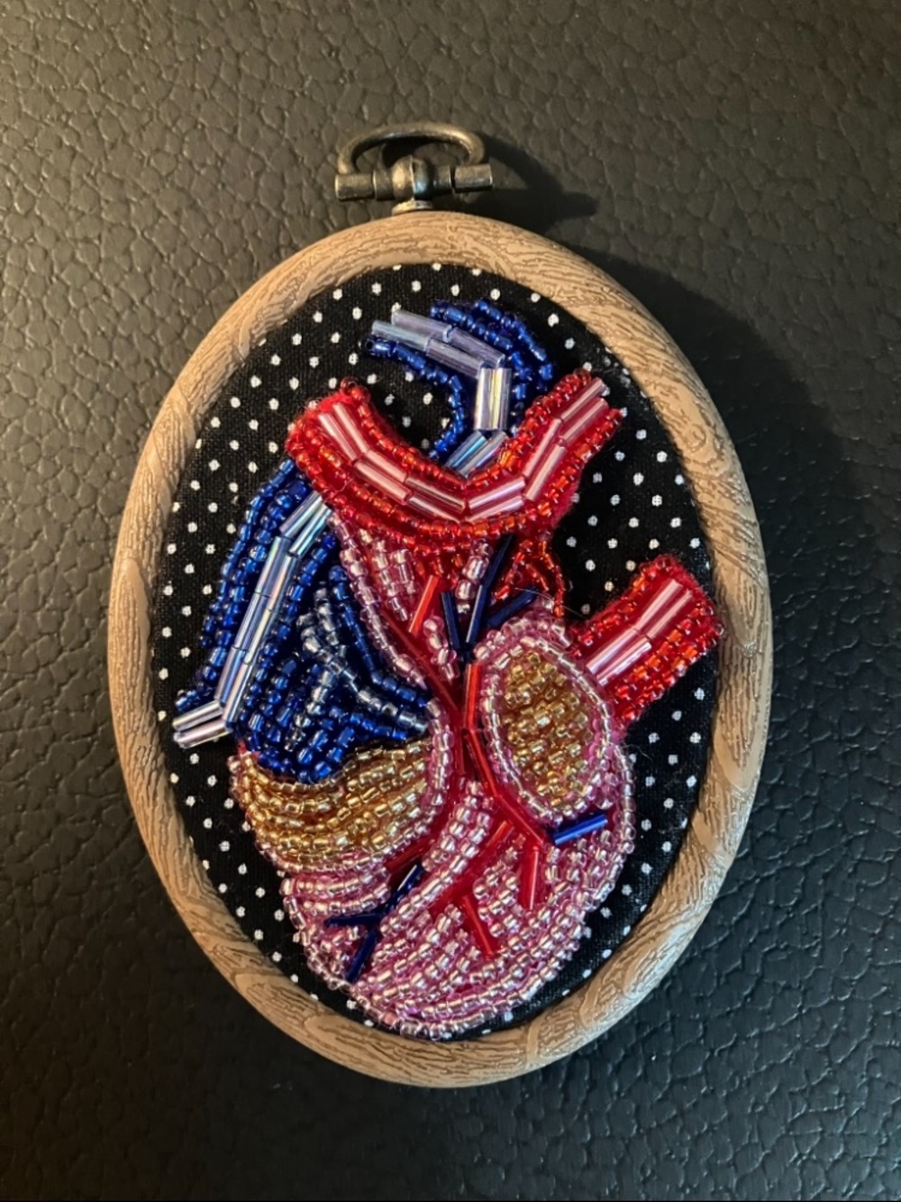 Beaded Anatomical Heart Wall Art - made to order